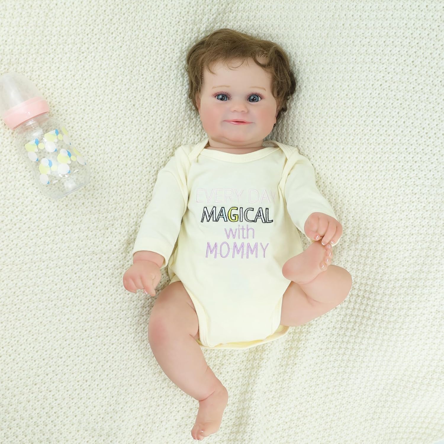 Reborn Baby Girl Dolls, 18" Realistic Newborn Baby Dolls with Soft Vinyl Silicone Full Body for Girls, Lifelike Baby Dolls with Soft Flower Headband for 3+ Aged Kids (Yellow, 18 Inches)