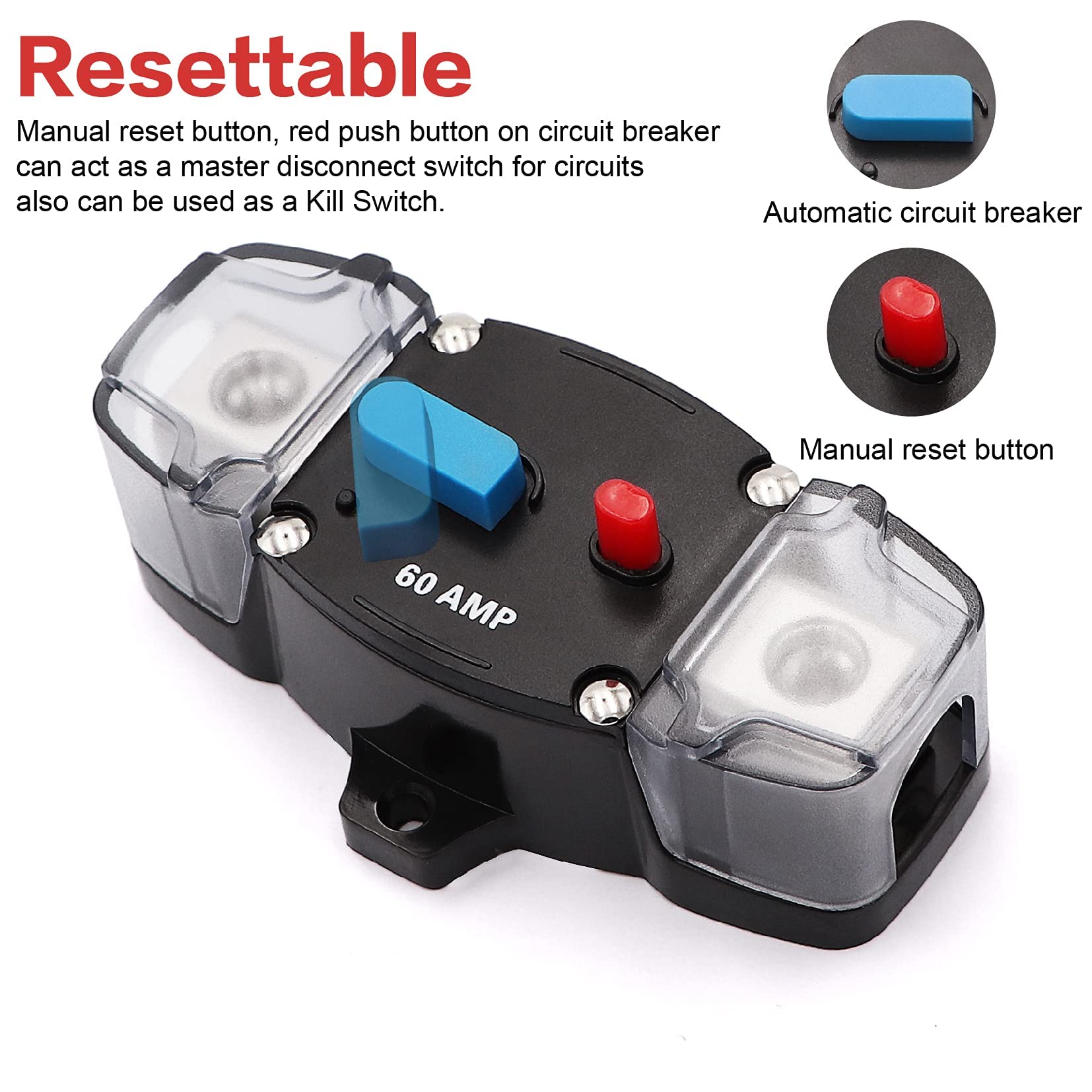 Lot De 5 Interrupteurs à Bascule LED Bleu - 12V 20A, SPST, Couvercle Fibre Carbone, Pour Voiture, Camion, Bateau, Moto