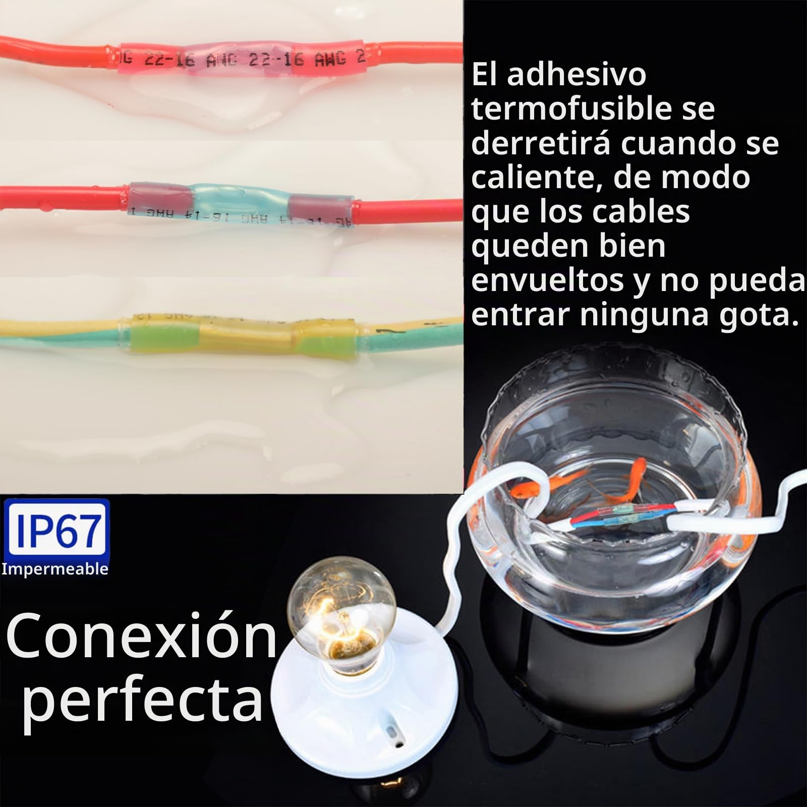 115pcs Terminales Eléctricos Termorretráctiles, Conectores Alambre Impermeables, Conectores Termorretráctiles de Grado Marino de Empalme a Tope Impermeables
