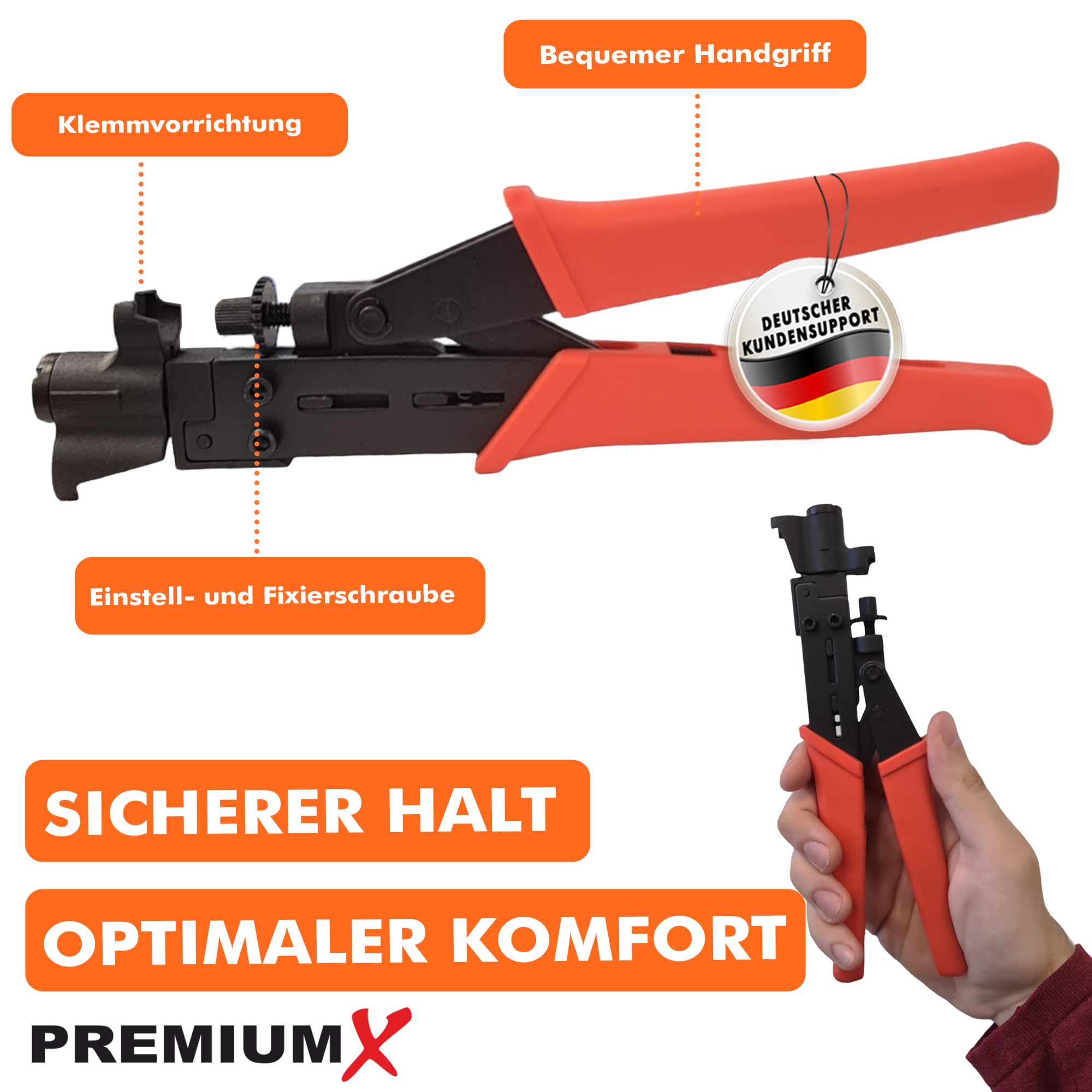PremiumX PX-308CT - Pinza a compressione per RG59, RG6 e RG11