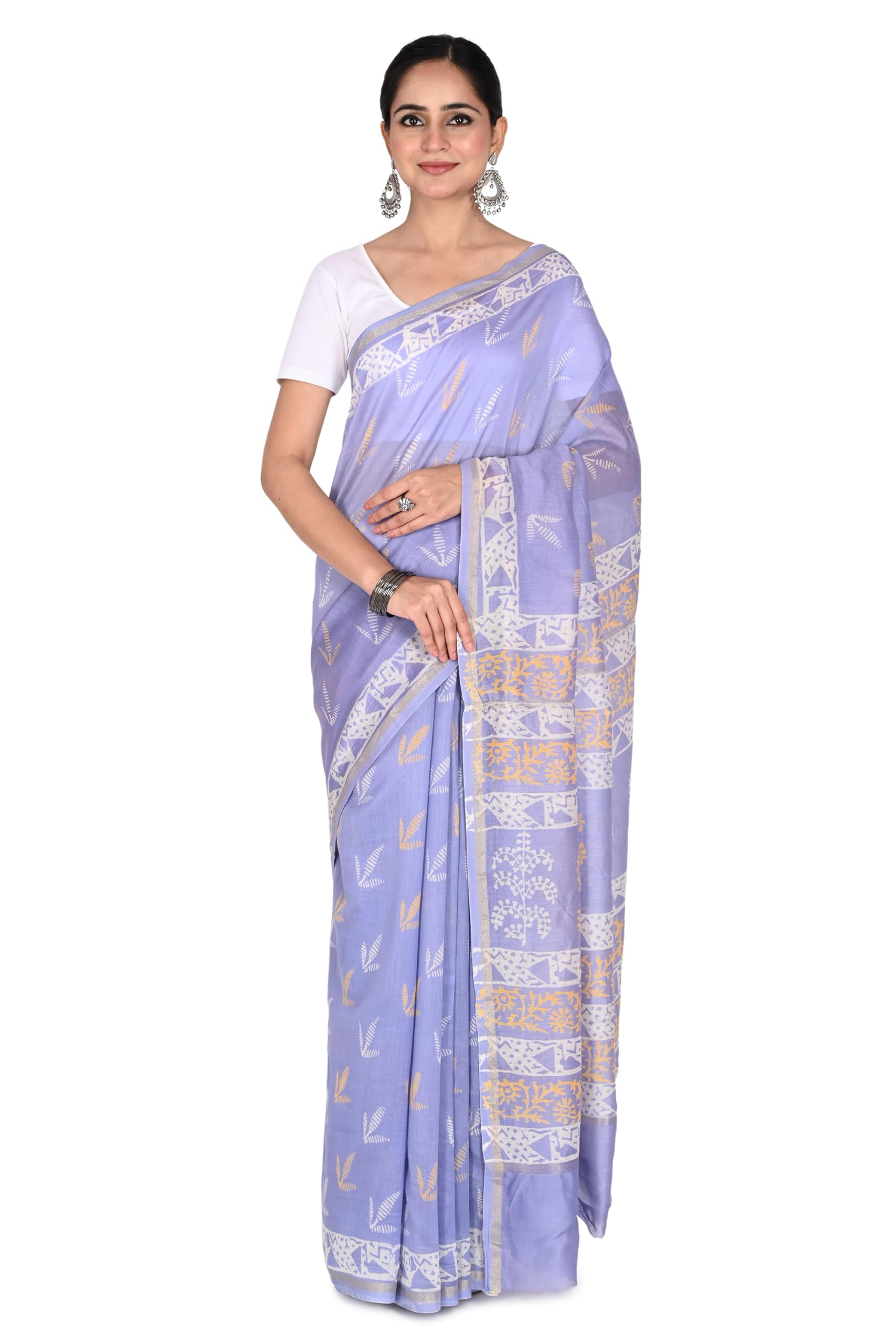 Hand Block Printed Cotton Silk Saree – Elegant & Lightweight – Artisan Made (RA-CHAN10)-image-16
