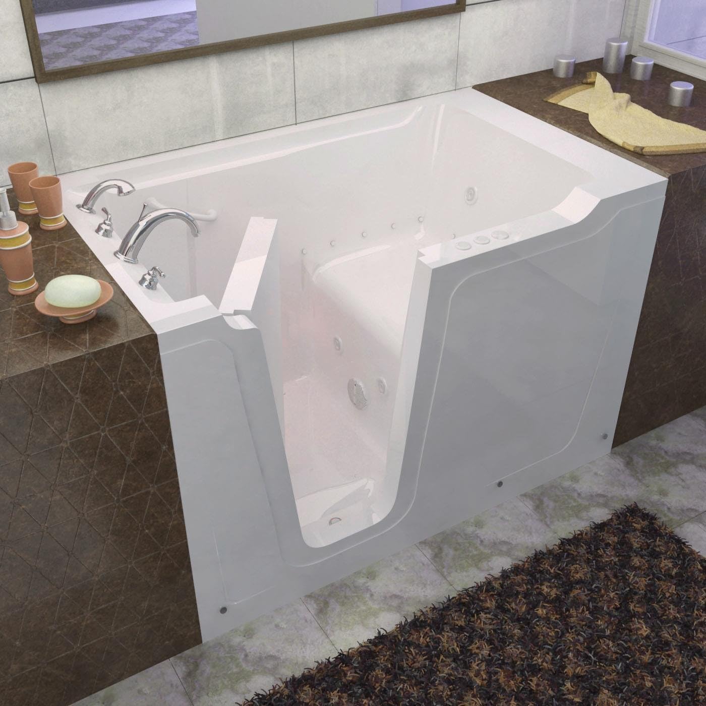 Venzi Vz3660lwd Rectangular Air & Whirlpool Walk-In Bathtub, 36x60, Left Drain, White