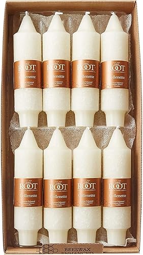 Miniatura 2 de Root Candles Juego de 8 velas sin perfume para cena sin goteo Timberline Collenette mejoradas con cera de abeja, 5 pulgadas, color marfil