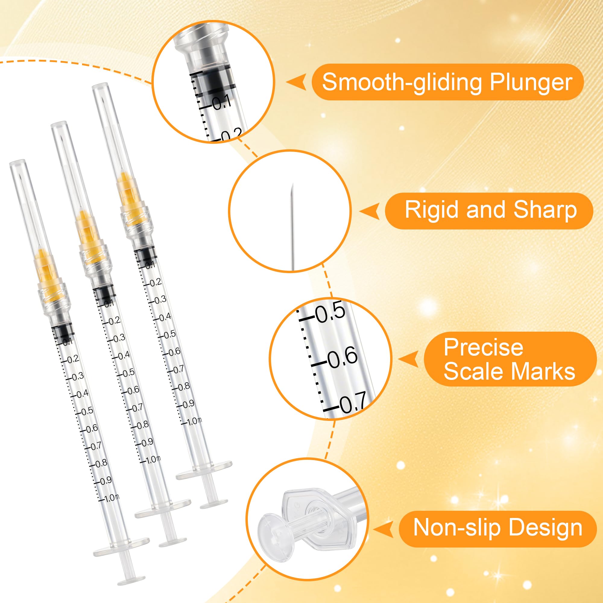 100 Stück 1ml/cc Plastiktube 25G 25mm mit Skala einzeln versiegelt Kunststoff Mehrzweck-Messwerkzeuge für die Flüssigkeitstrennung,Laborzubehör,Dosierung