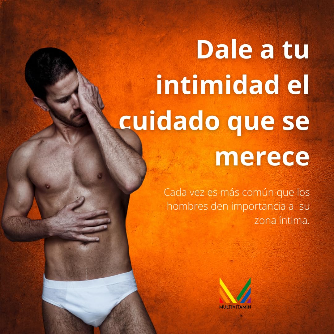 Set de cuidado íntimo masculino: Crema íntima revitalizante, Crema íntima que ayuda a unificar el tono de la piel, Perfume genital con acción desodorizadora y Crema para mejorar la sensibilid