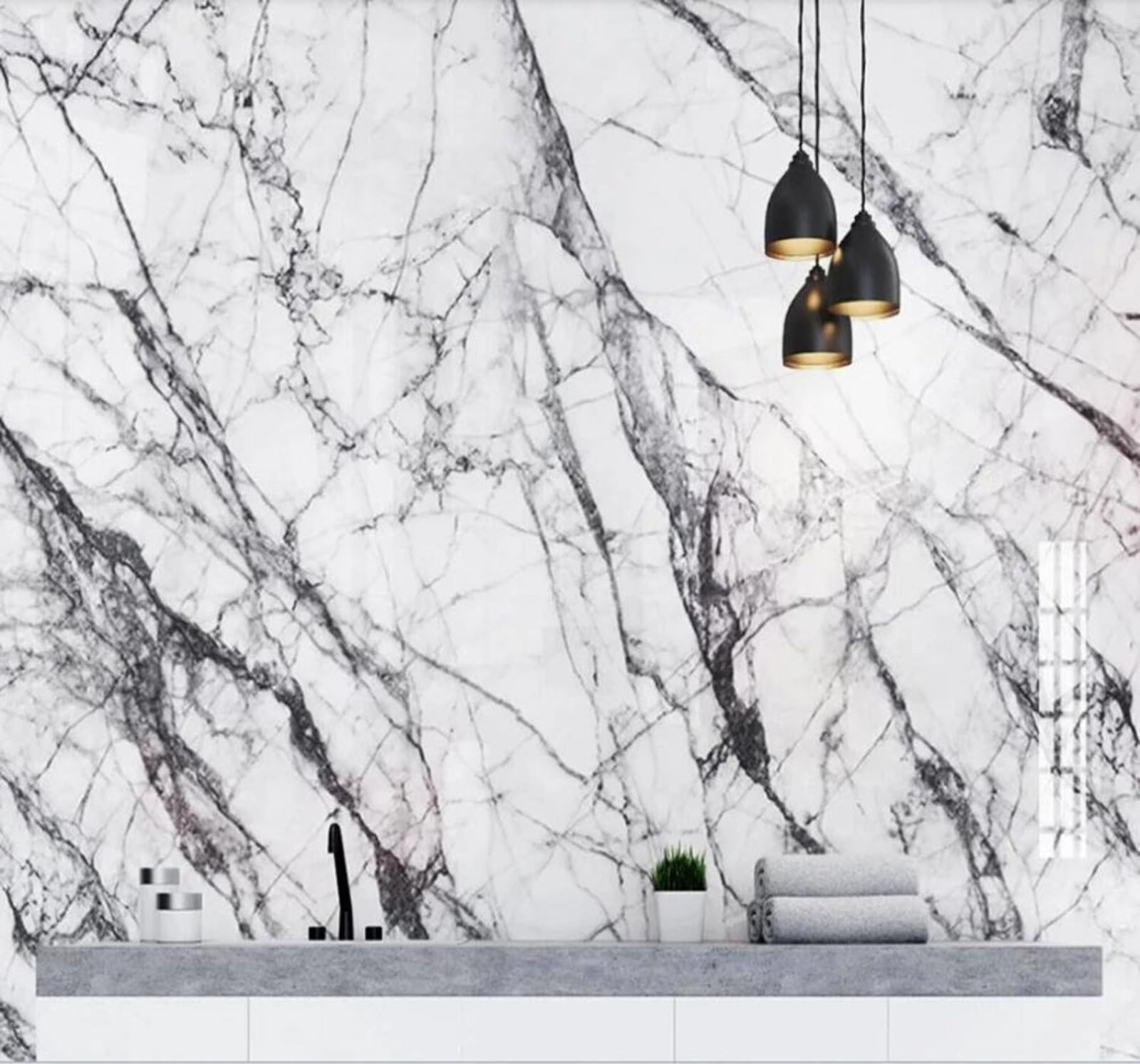 Tzxztt 350Cm×256Cm(B×H) Three Dimensional Unique Artistic White Marble Texture Modern 3D Wallpaper Premium Textured Silk Neutral Tones Material Ideal For Living Room Bedroom-350Cm×256Cm