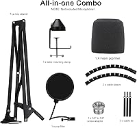 Vista 6 de YOUSHARES Soporte de micrófono MV7 mejorado con parabrisas - Brazo resistente compatible con micrófono Shure MV7 y MV7X, soporte de brazo con filtro