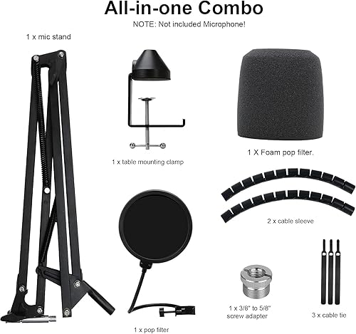 Vista 13 de MV7 MV7X MV7+ Brazo Boom - Brazo de micrófono con cubierta de espuma compatible con Shure MV7 y Shure MV7X y Shure MV7+ Micrófono con filtro Pop por