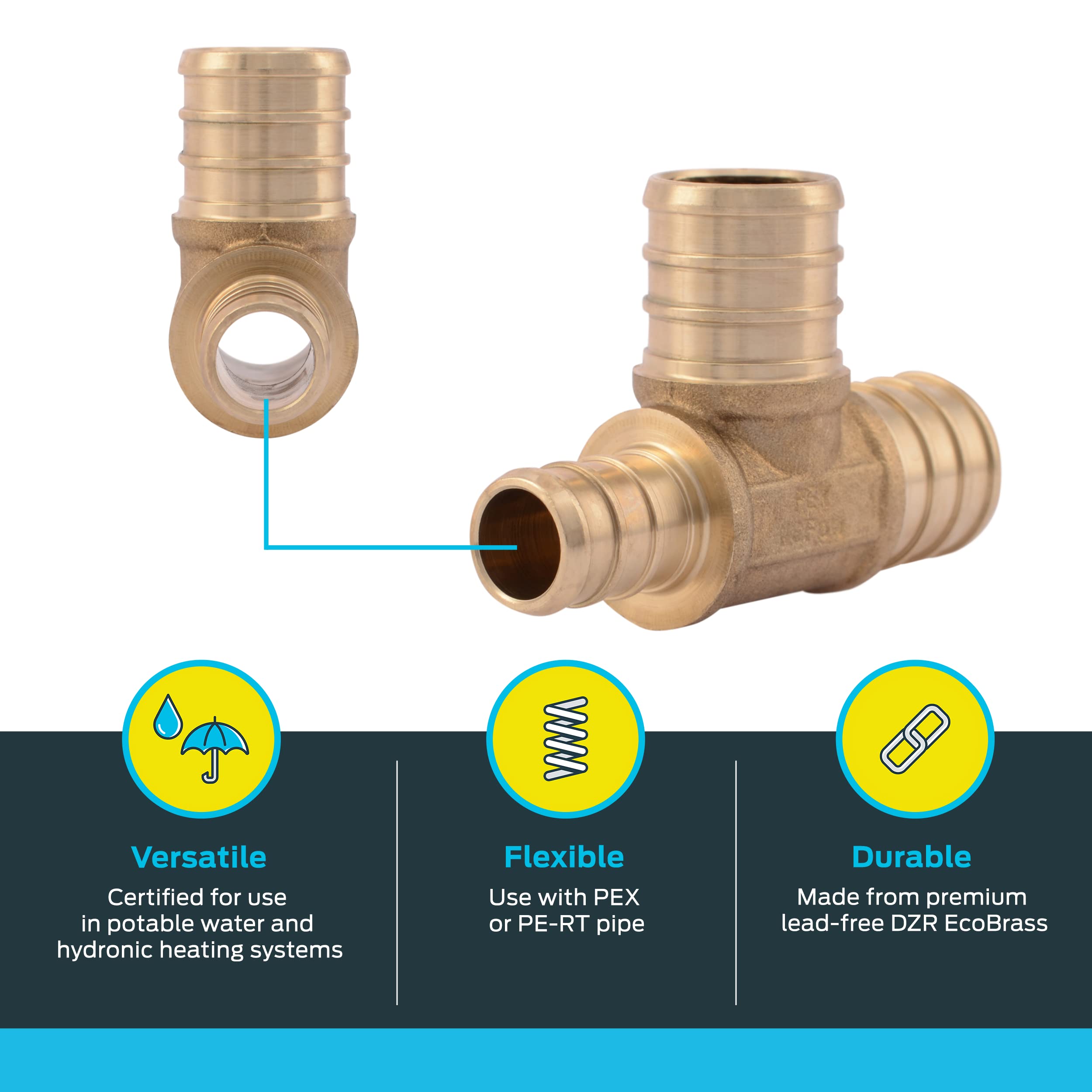 TEE "TOF" IN OTTONE PER ACQUA - 90MMX3'FX90MM Raccordi A Compressione - Foto 6