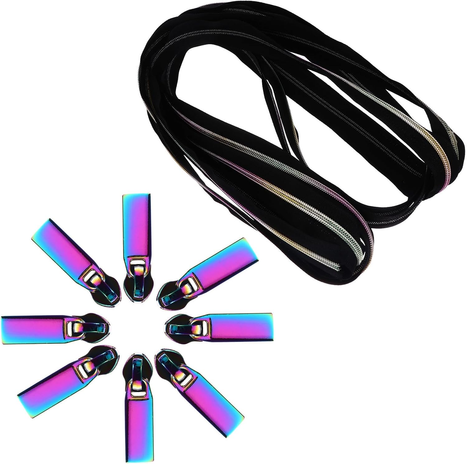 Ciieeo 2pcs Yards of Nylon Coil Zippers Zipper Pulls for DIY Sewing and Tailor Crafts for Repairing Bags and Suitcases Lightweight and Practical Tab Set