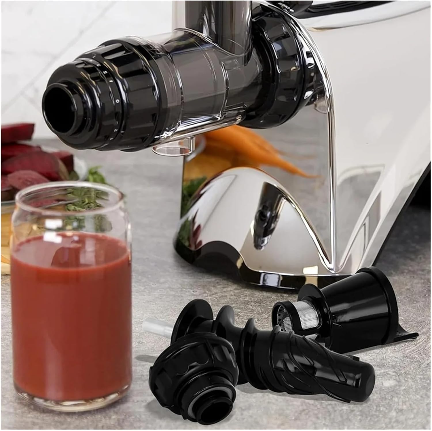 N85R Juicing Auger End Cap And Juice Screen，Compatible For Omega，Juicer Body Replacement Parts NC900HDC NC800HDS 8006 8005 8004 8003