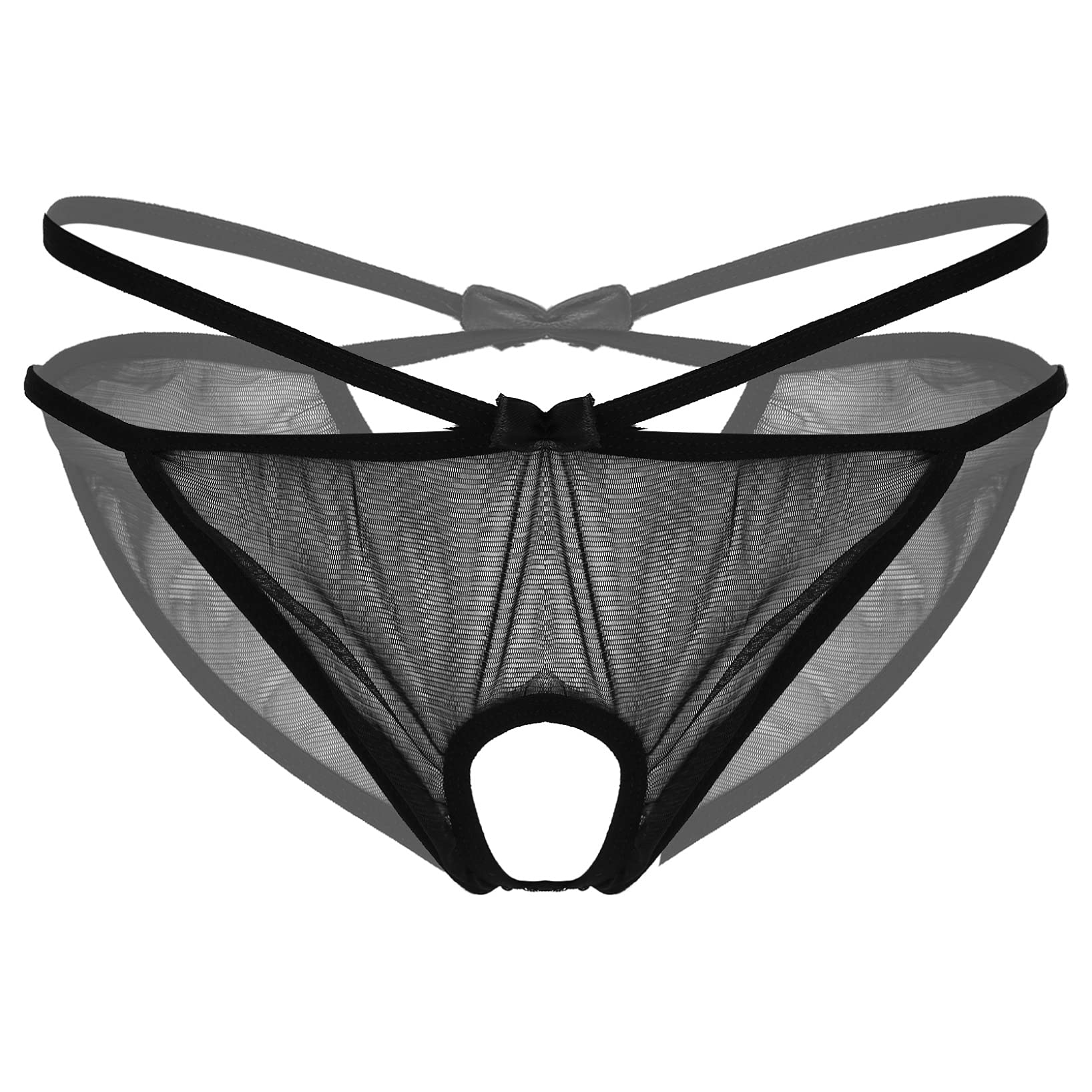 LiiYii Womens Hollow Out Underwear Thongs See Through Mesh Underpants Low Rise Hipster Panties