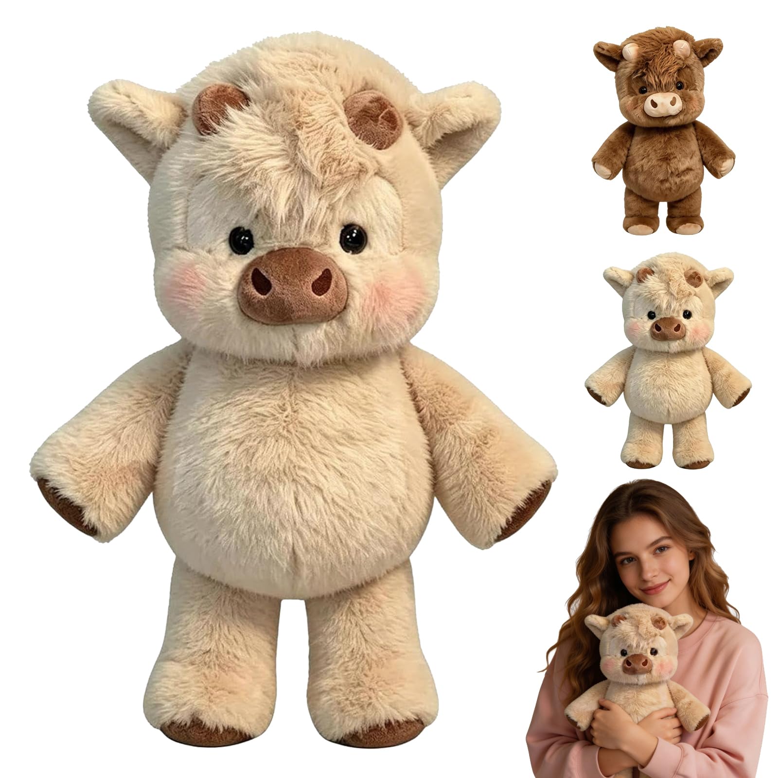 Peluche Que Corre, 45 cm Juguete Suave De Becerro Corriendo, Peluche De Vacas Highland, Peluches de jabalís, Vaca Que Corre Peluches, para Abrazar, Jugar y Decorar La Habitación (A)