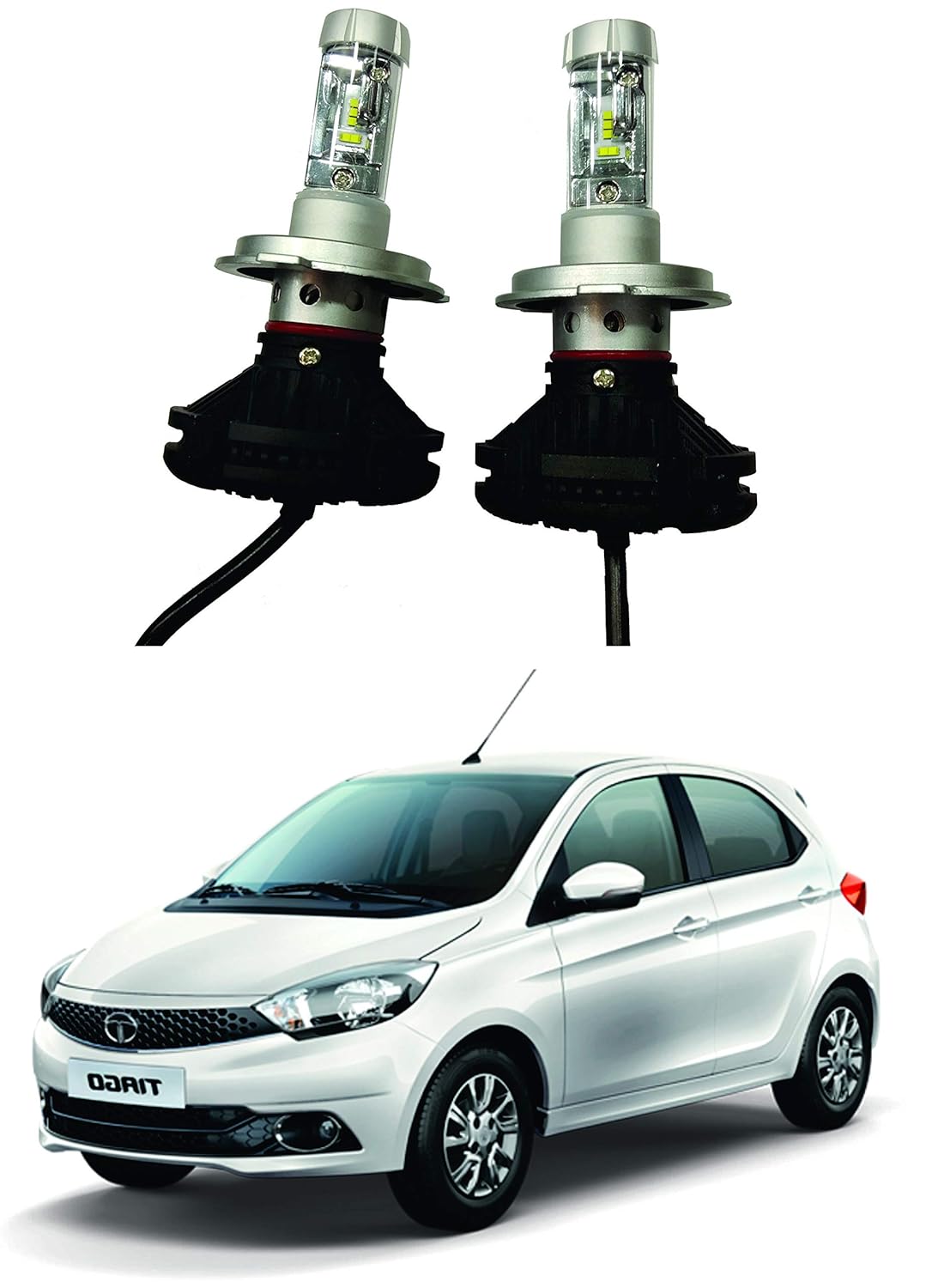 Glass LED HID Head Light for Tata Tiago Car X3 Car Headlight/Fog Lamp LED Bulb with 3 Color