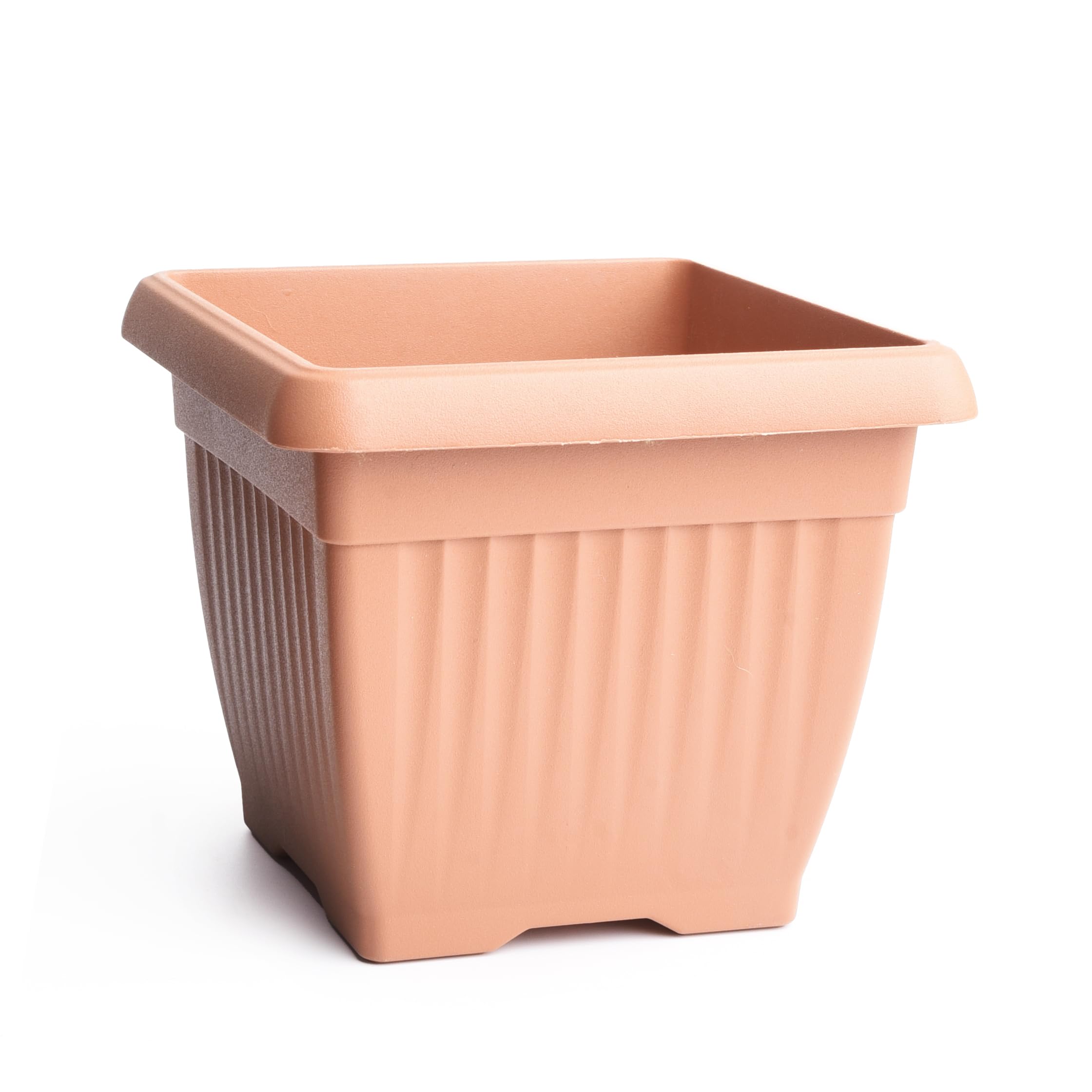 B2C Terra Flower Pot Planter Classic Plastic Square Planter Indoor Outdoor Terracotta Anthracite Deror (Terracotta, 24cm)