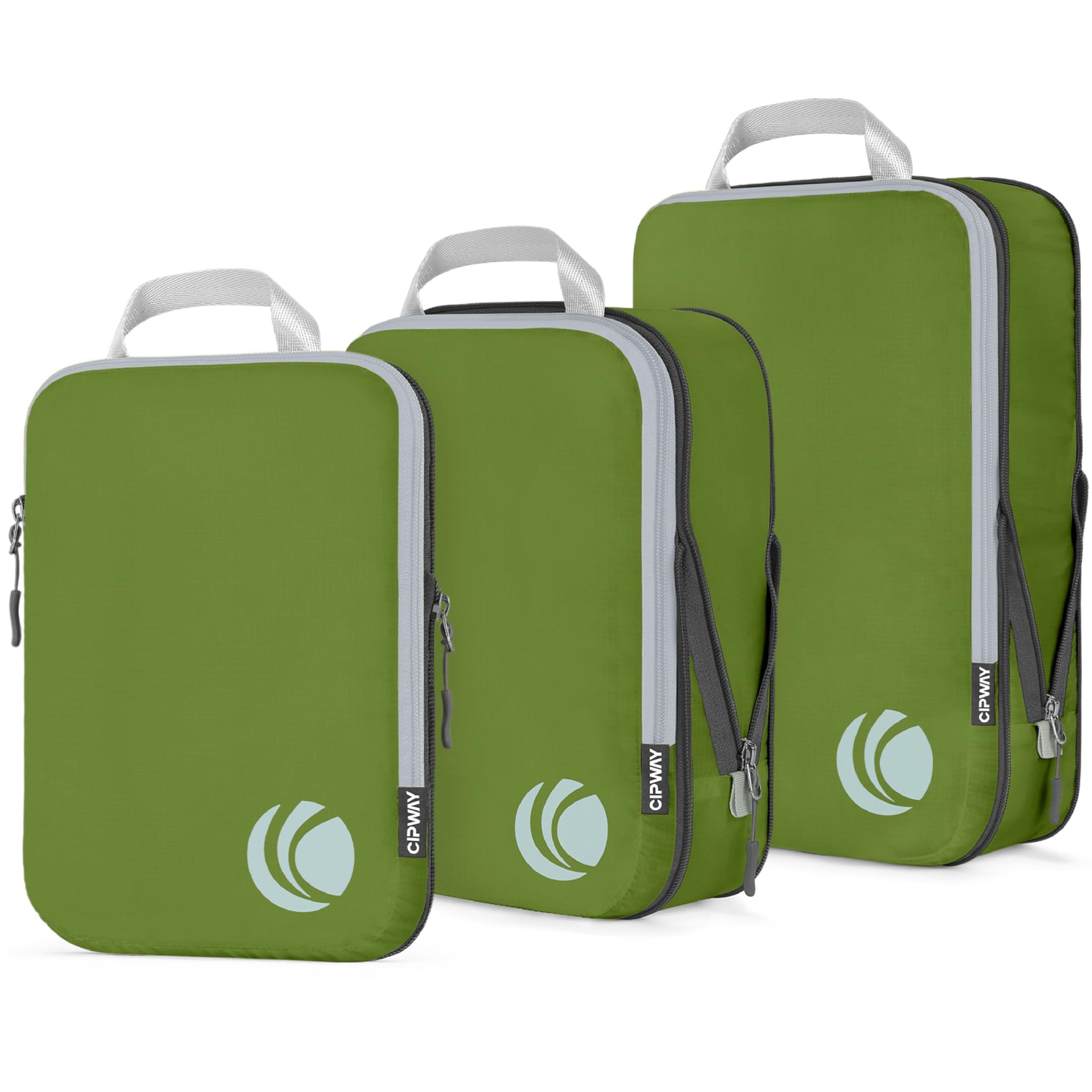 Cipway Compression Packing Cubes for Travel-Expandable Luggage Organizer Set Pack More in Less Space,Travel Gear Accessories (Green 3pcs) (Green 3pcs)