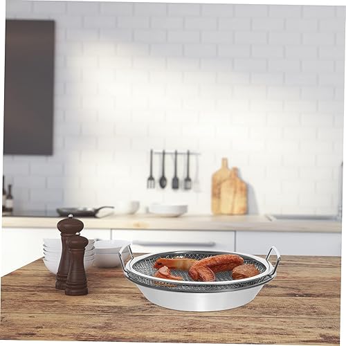 Miniatura 9 de PRETYZOOM 1 juego de bandeja de drenaje de malla colador de alimentos colador de cocina colador de aceite sin humo parrilla sartén aperitivos