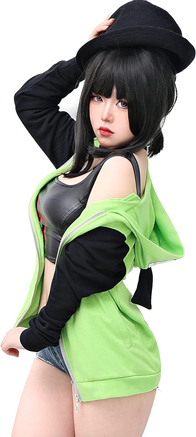 C-ZOFEK Cosplay Hoodie Jacket Mens Womens Green Coat with Ears for Christmas Costume - Image 4