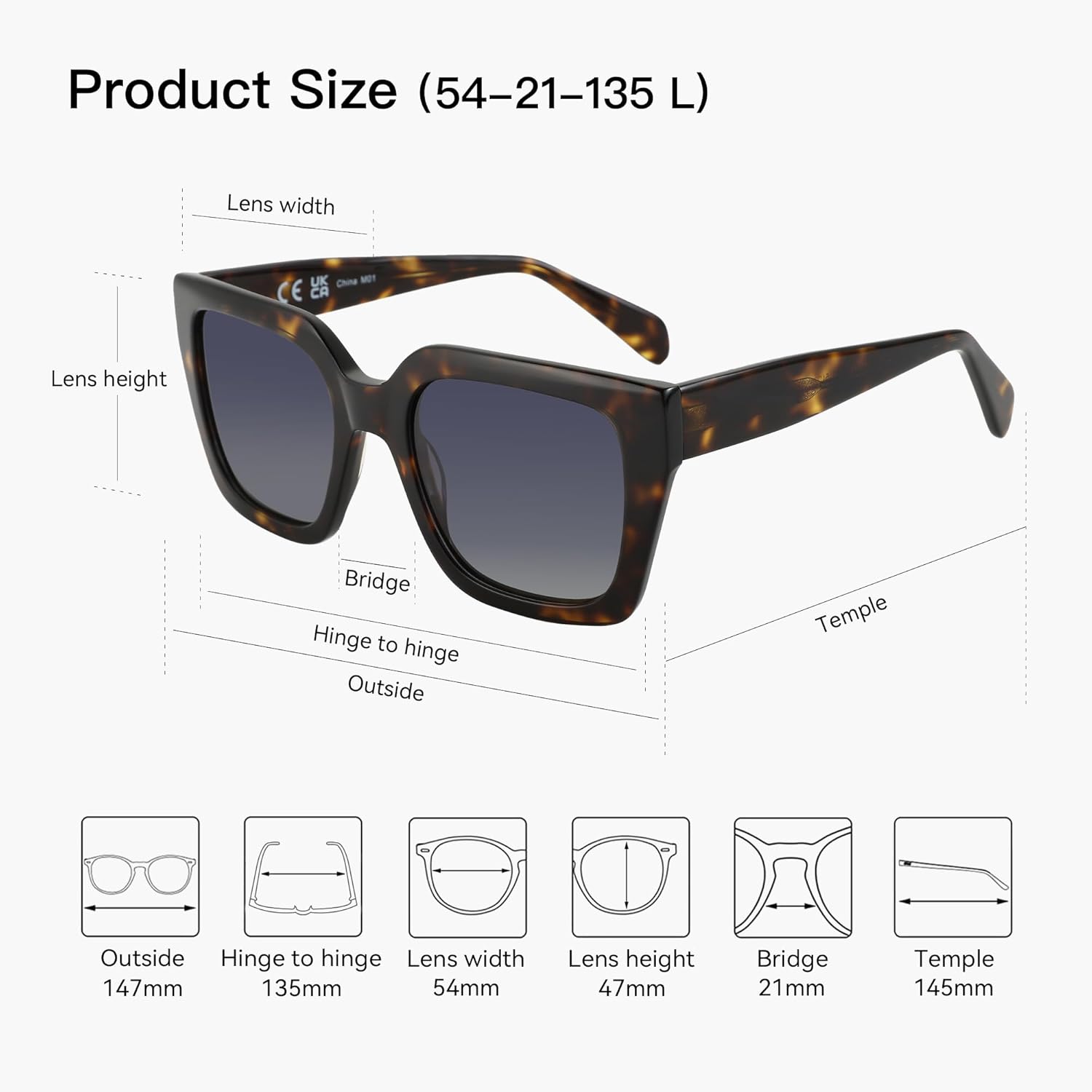 ZENOTTIC Oversized Polarized Square Sunglasses Women Trendy Sun Glasses Retro Designer Shade for Ladies UV400 Protection - Image 5