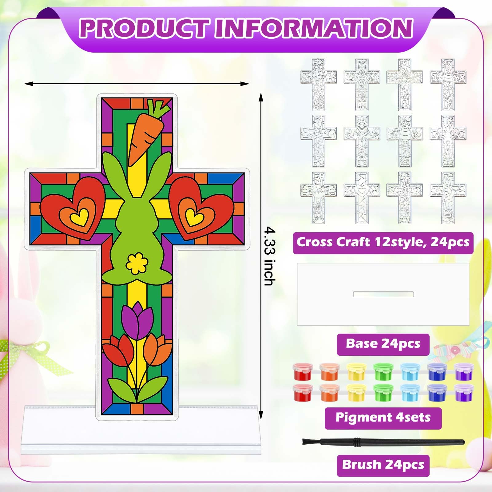 Lot de 24 attrape-soleil religieux en forme de croix avec support pour enfants, Jésus VBS dimanche, école, salle de classe, activité domestique, église, cadeau