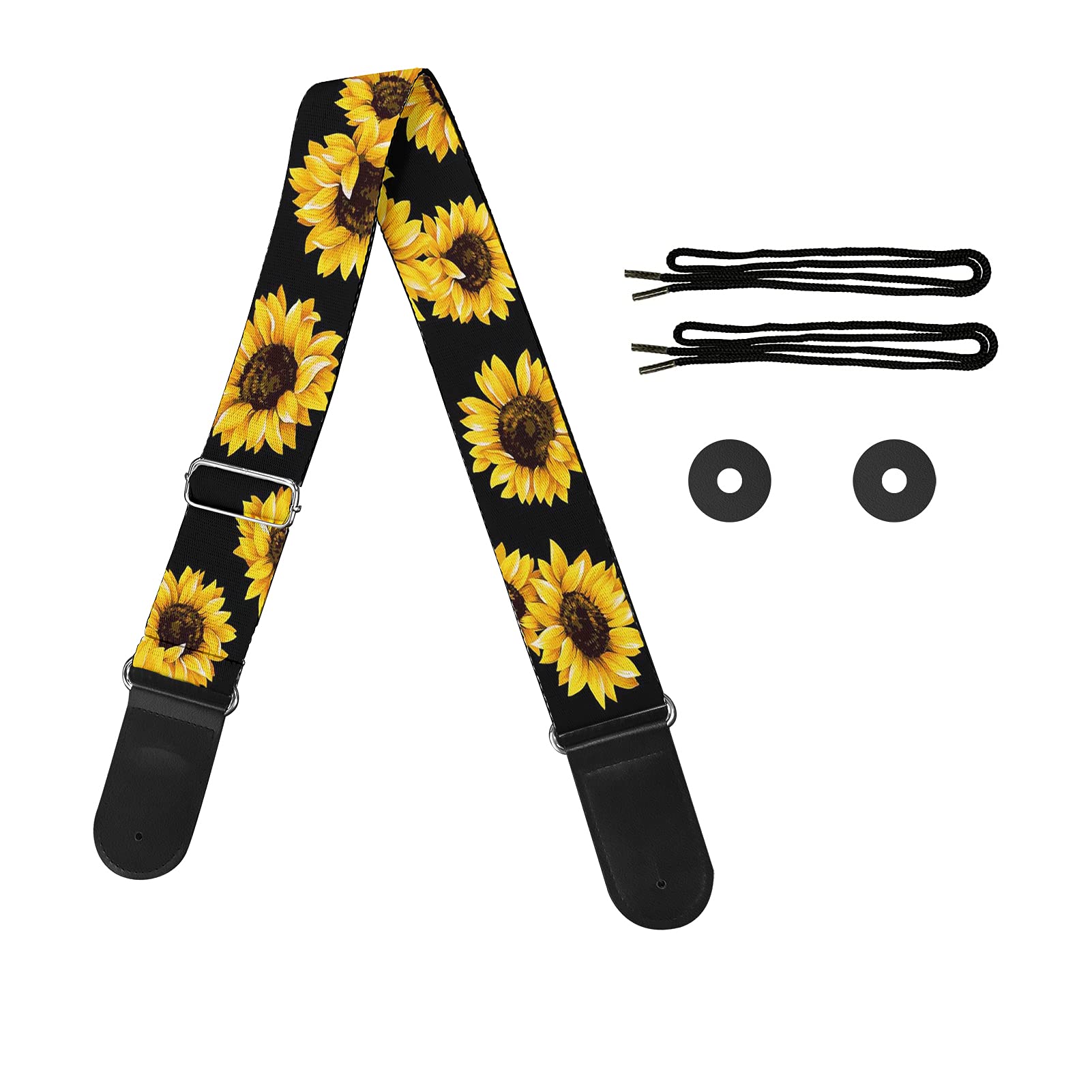 Jeiento Sunflower Guitar Straps for Women with Soft Strap with Guitar Pick Pocket Sturdy & Comfort to Use
