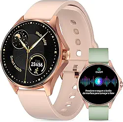 Smartwatch Feminino Relógio Inteligente com IA Chatgpt, 1.32’’ AMOLED,iOS Android, IP68 Água, Frequência Cardíaca, Monitor de Sono, 100 Esportes, 2 Pulseiras