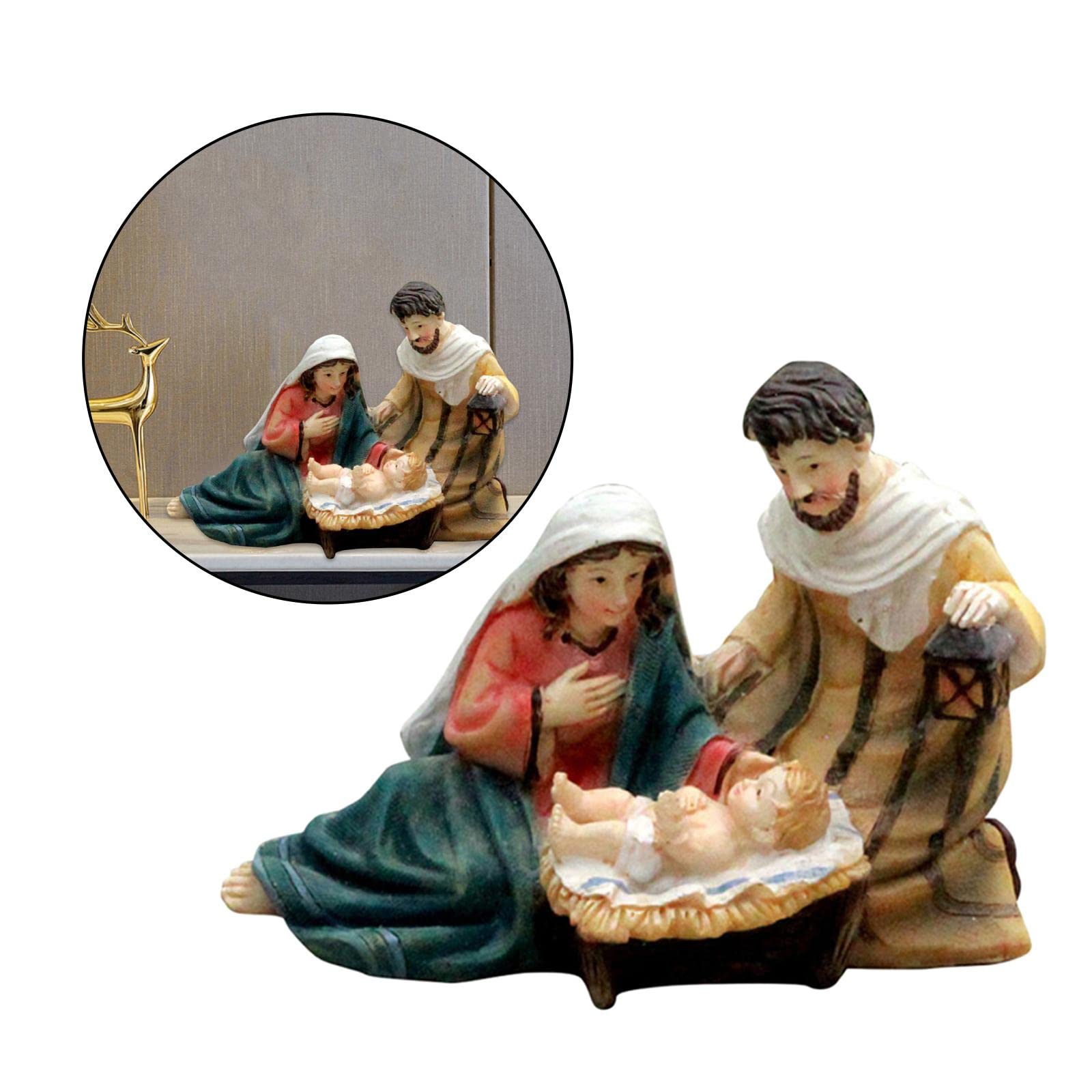 Statuetta Presepe Sacra Famiglia In Resina 10x6x6 Cm – Decorazione Natalizia Fatta A Mano, Per Collezione