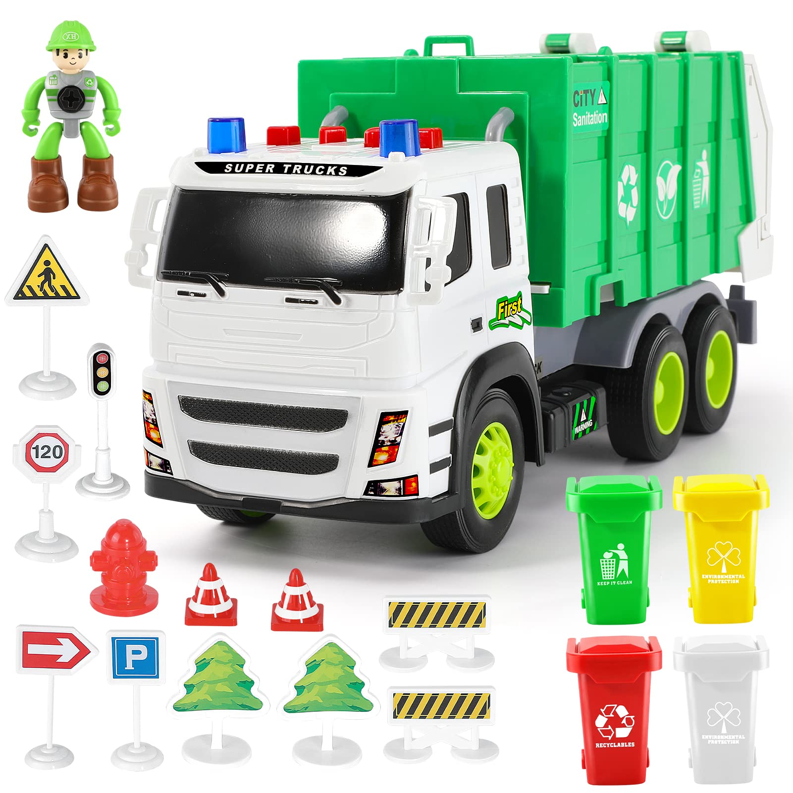 Camion della Spazzatura Giocattolo con Luci e Suoni per Bambini 3-8 Anni