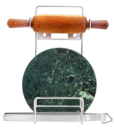 Stainless Steel Rolling Pin Holder Chakla Belan Stand (Silver)