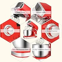 Vista 25 de Kitchen in the box Batidora de pie, pequeña, eléctrica, alimentos, 3.2 cuartos de galón, 6 velocidades, ligera y portátil, uso diario, batidor