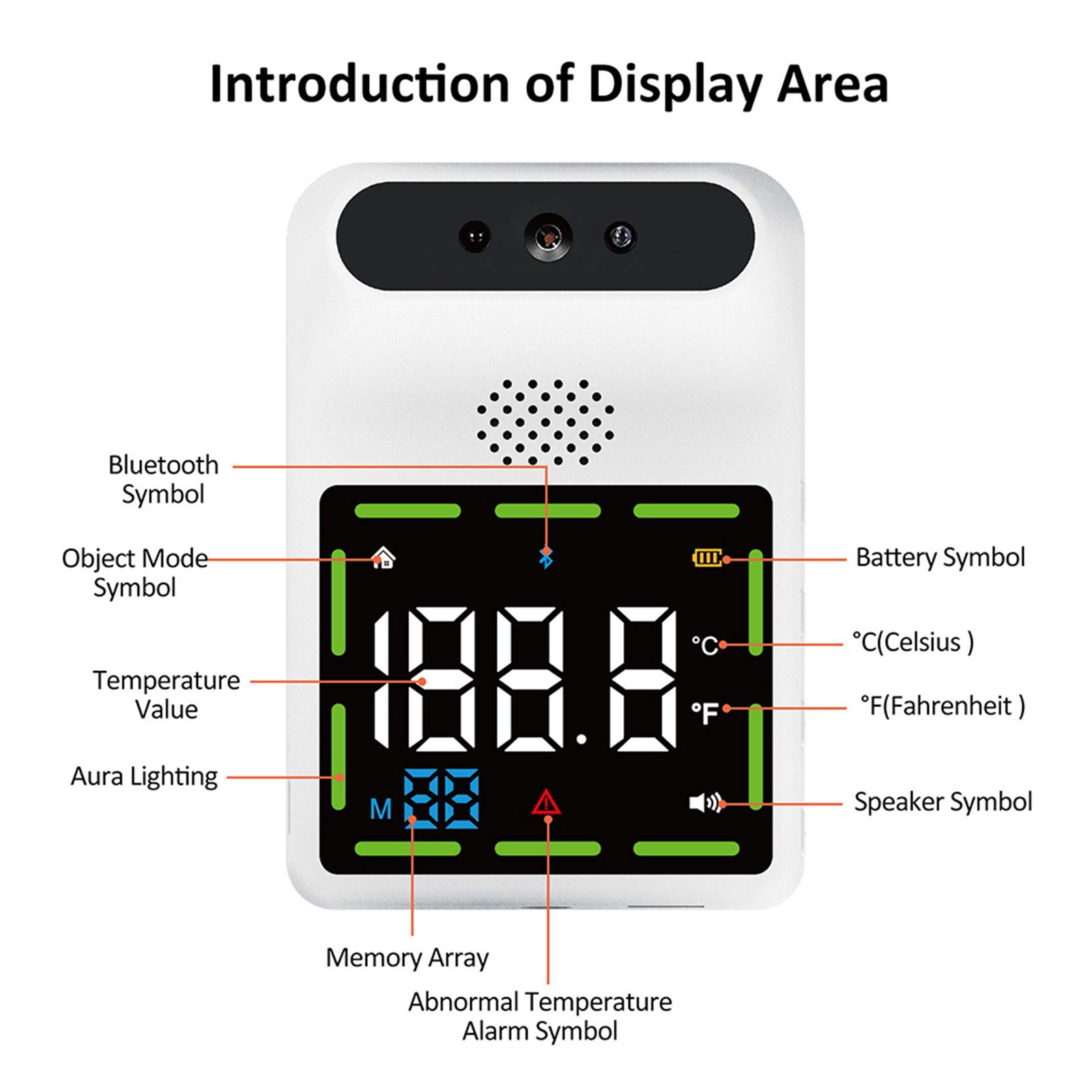 ZYC Termómetro infrarrojo sin Contacto K8 Digital K8 Pro Sensor de Temperatura de la Mano para la Frente Pistola láser con Alarma de Fiebre Montado en la Pared