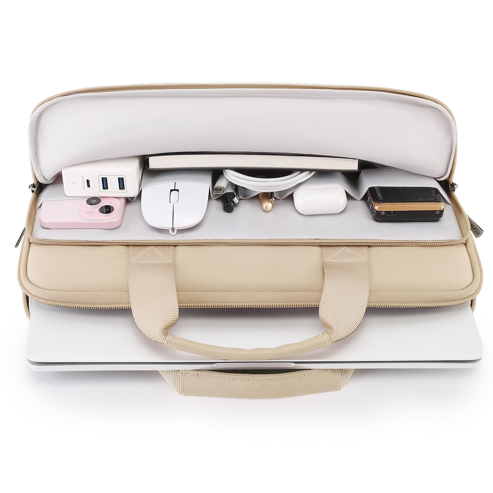 DOMISO Pochette Ordinateur 17 Pouces Sacoche PC Portable Dell HP ASUS Acer XPS Beige
