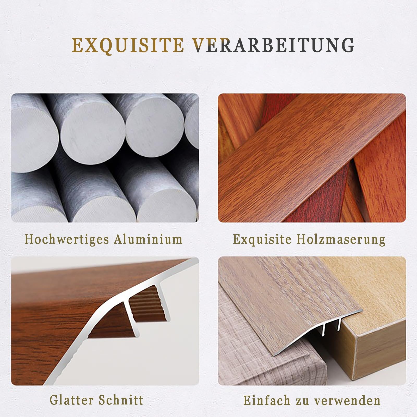 Perfil De Transición De Aluminio Anodizado 120cm (2 Piezas), Perfil De Suelo para Pavimento con Ancho De 4,3cm, Altura 1-1,5cm, Resistente Al Deslizamiento(Option 4)
