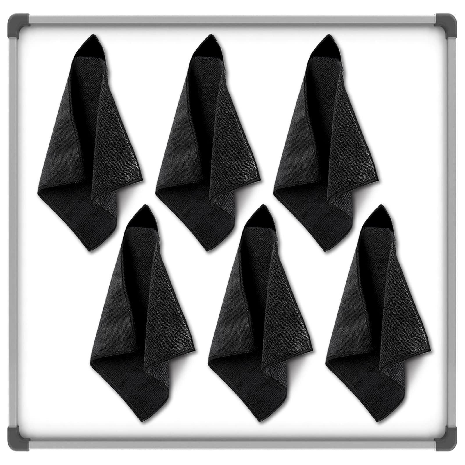 6pcs Magnetic Cleaning Cloth Dry Erase Eraser Microfiber Dry Erase Towel Washable Whiteboard Cleaning Cloth Dry Chalkboard Eraser for Classroom Home Kitchen Office（Gray,10x10 Inch