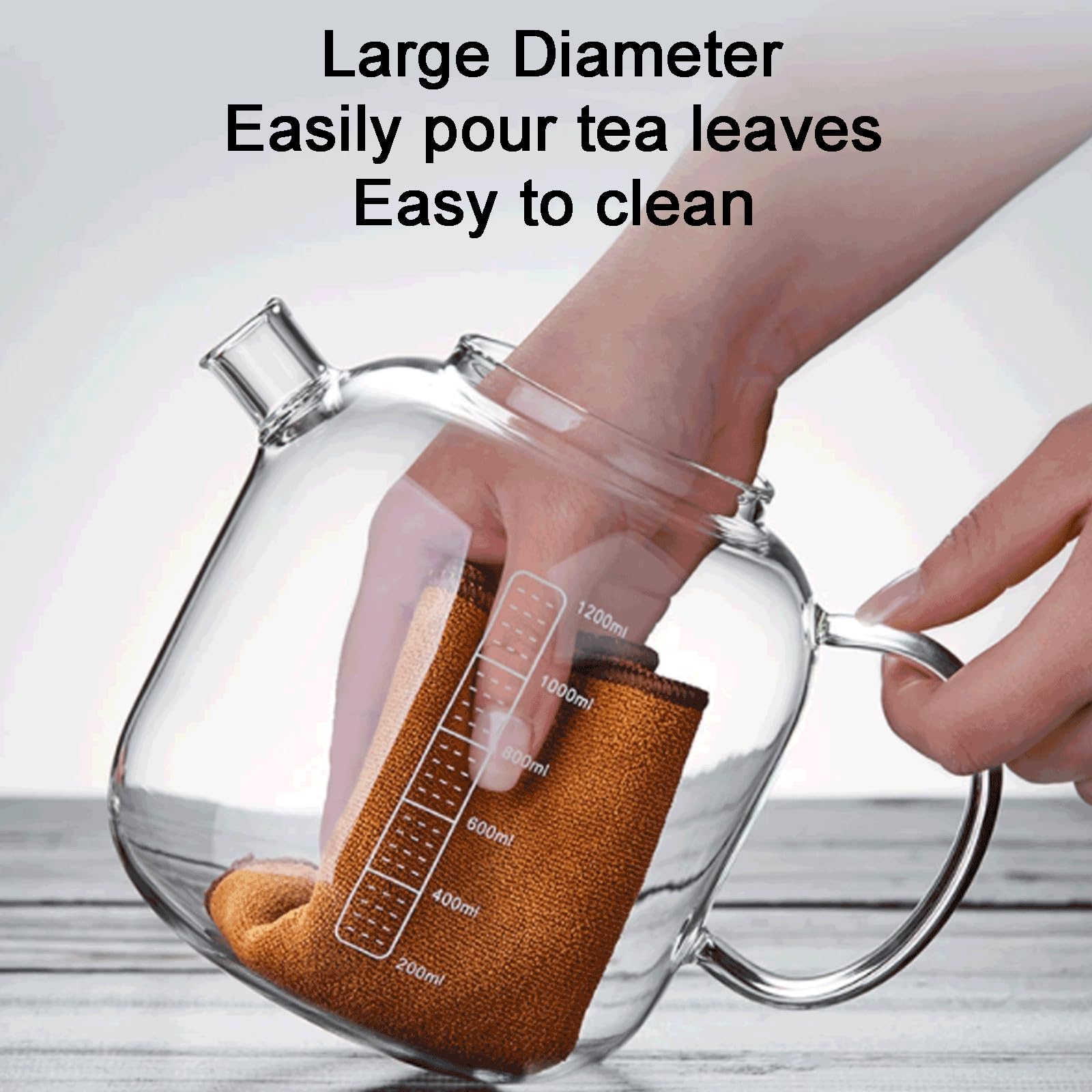 Lavabile Teiera in Vetro Teiera Trasparente con Infusore per Il tè con Coperchio Teiera per Tea Party Grande capacità 42,2 Once / 1200 ml Solido