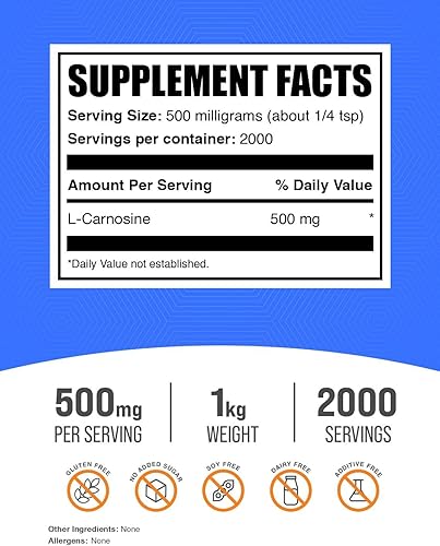Miniatura 2 de BulkSupplements. com L-Carnosine - Suplemento vegetariano para ojos en polvo - Suplemento vegetariano (2.2lbs - 2.2 libras)