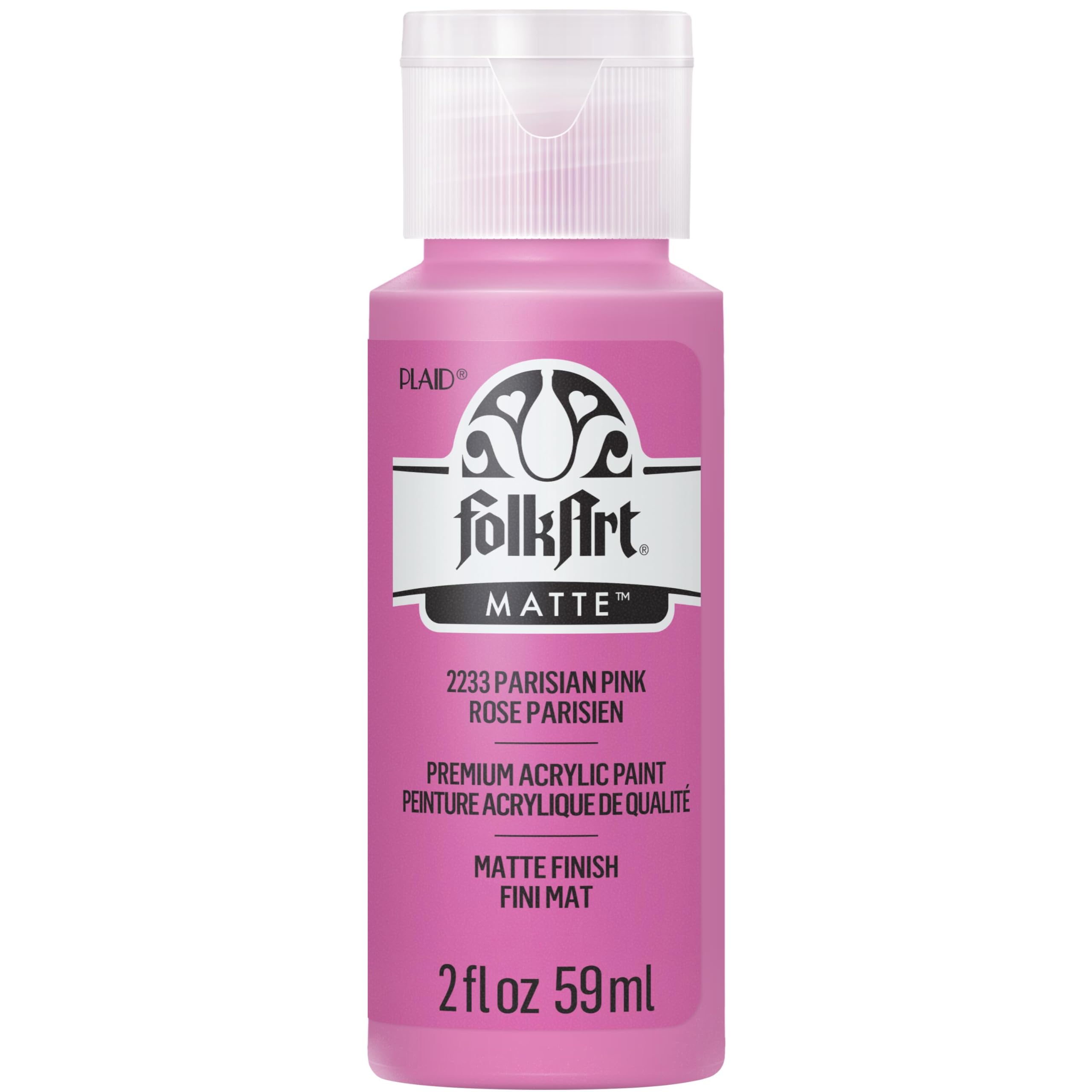 FolkArt Acrylic Paint in Assorted Colors (2 oz), 2233, Parisian Pink