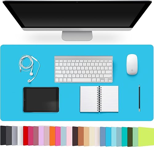 Miniatura 24 de Protector de almohadilla de escritorio de piel CADONO, almohadilla de escritorio antideslizante, gran almohadilla de ratón de piel sintética PU,