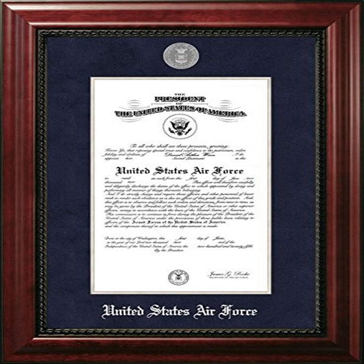Campus Images AFCEX002 Air Force Certificate Executive Frame with Silver Medallion, 10" x 14"