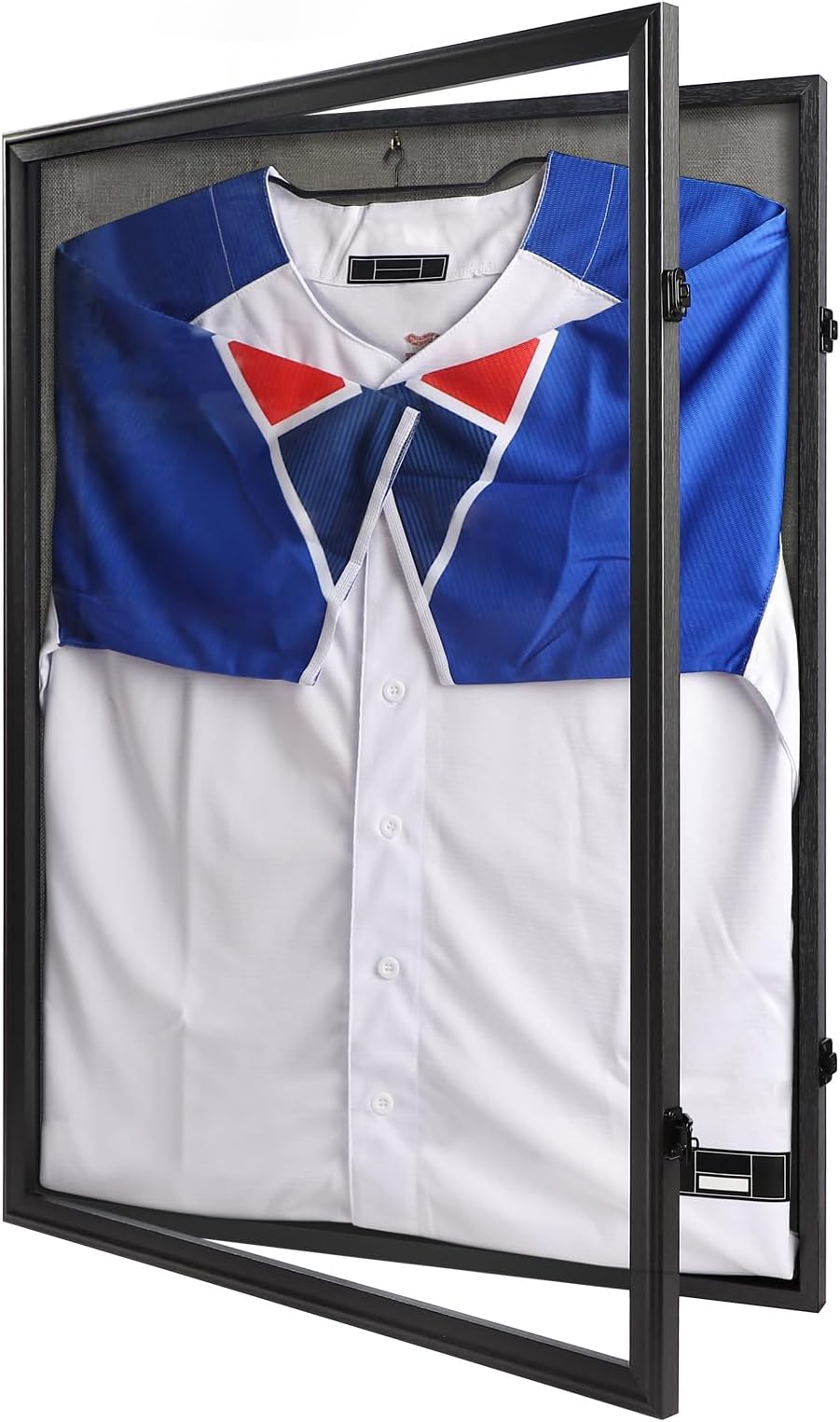 IHEIPYE Jersey Frame Display Case Black Lock,Large Shadow Box Lockable with UV Protection Acrylic Linen Lining and Hangers for Baseball Basketball Football Soccer Hockey 2XL Sport Jersey Shirt