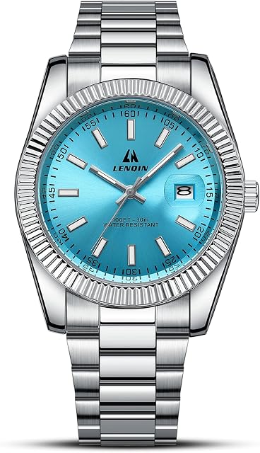 LN LENQIN Mens Watches Analog Quartz Watches Daily Waterproof Stainless Steel Watches Business Wrist Watch for Men