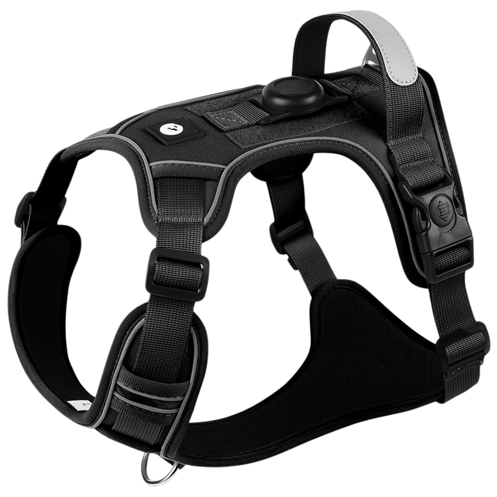 No Pull Dog Harness, Reflective No-Choke Pet Harness with Front Back Clips and Easy Control Handle, Adjustable Soft Padded Dog Harness for Small Medium and Large Dogs Training Walking (Black, S)