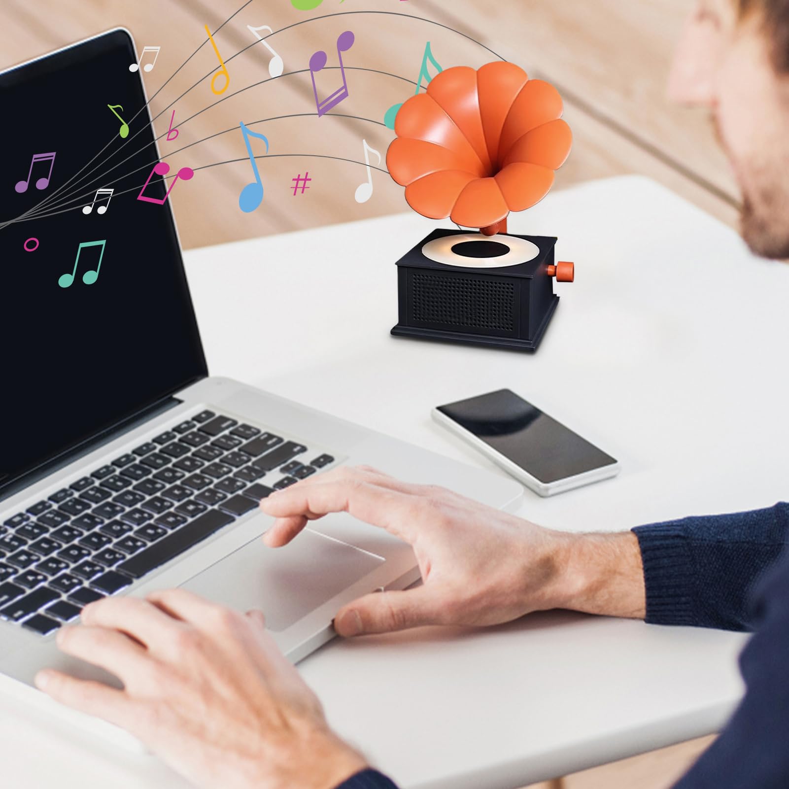 Przenośne Głośniki Głośnik W Vintage Gramofonów | Bezprzewodowy Dźwięk Stereo 3 Tryby Świetlne Przenośny Odtwarzacz Muzyki Dla Domu Kuchni Mężczyzn Kobiet Aktywności Na