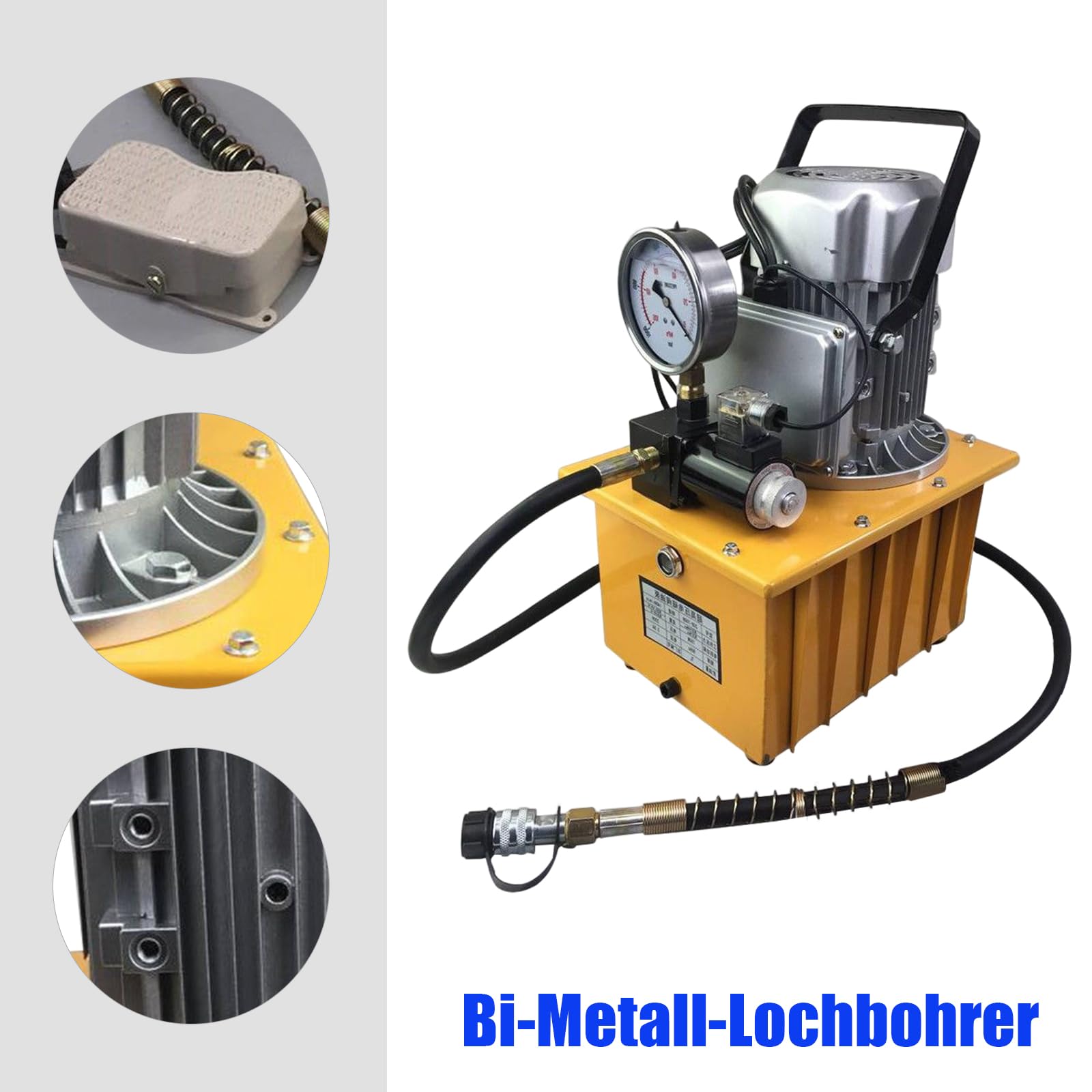 Pompa idraulica elettrica con elettrovalvola, 750 W, 220 V, serbatoio 7 l, 1400 giri/min, pressione di esercizio 2-70 MPa, pompa dell'olio per industria ingegneria meccanica, officina manutenzione