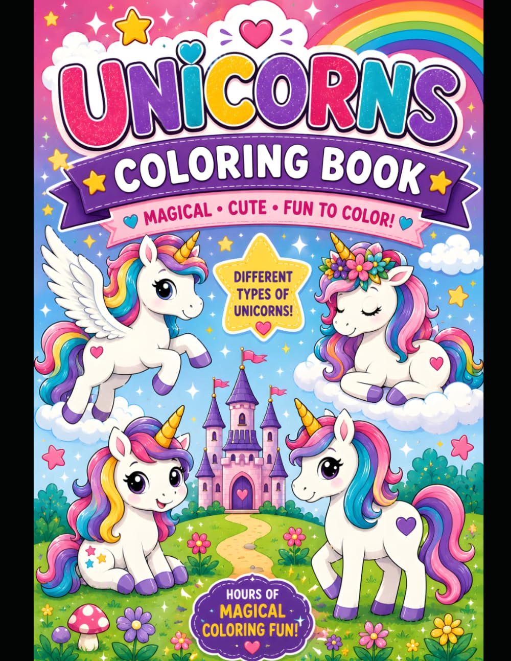 Unicorn Coloring Book for Kids Ages 3–10: Cute & Easy Unicorn Coloring Pages for Toddlers, Preschoolers, and Young Kids | Magical Unicorns, Rainbows, ... Stars & Fun Fantasy Scenes for Boys & Girls