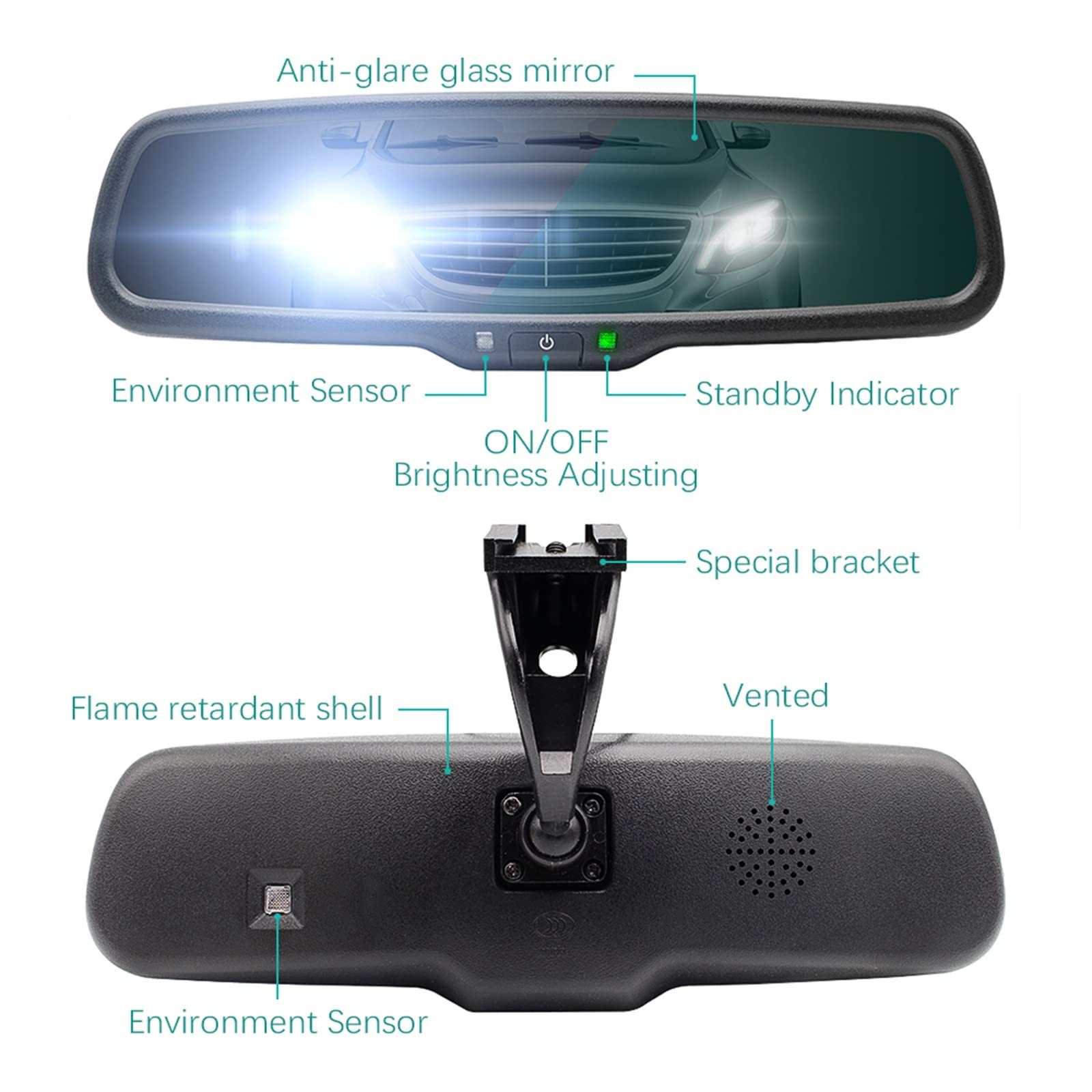 Auto Auto Dimming Rückspiegel Monitor Mit Parksensor 4/6/8 PCS Radarwarner System Blendfreies Display Parken Sensor(6 sensors)