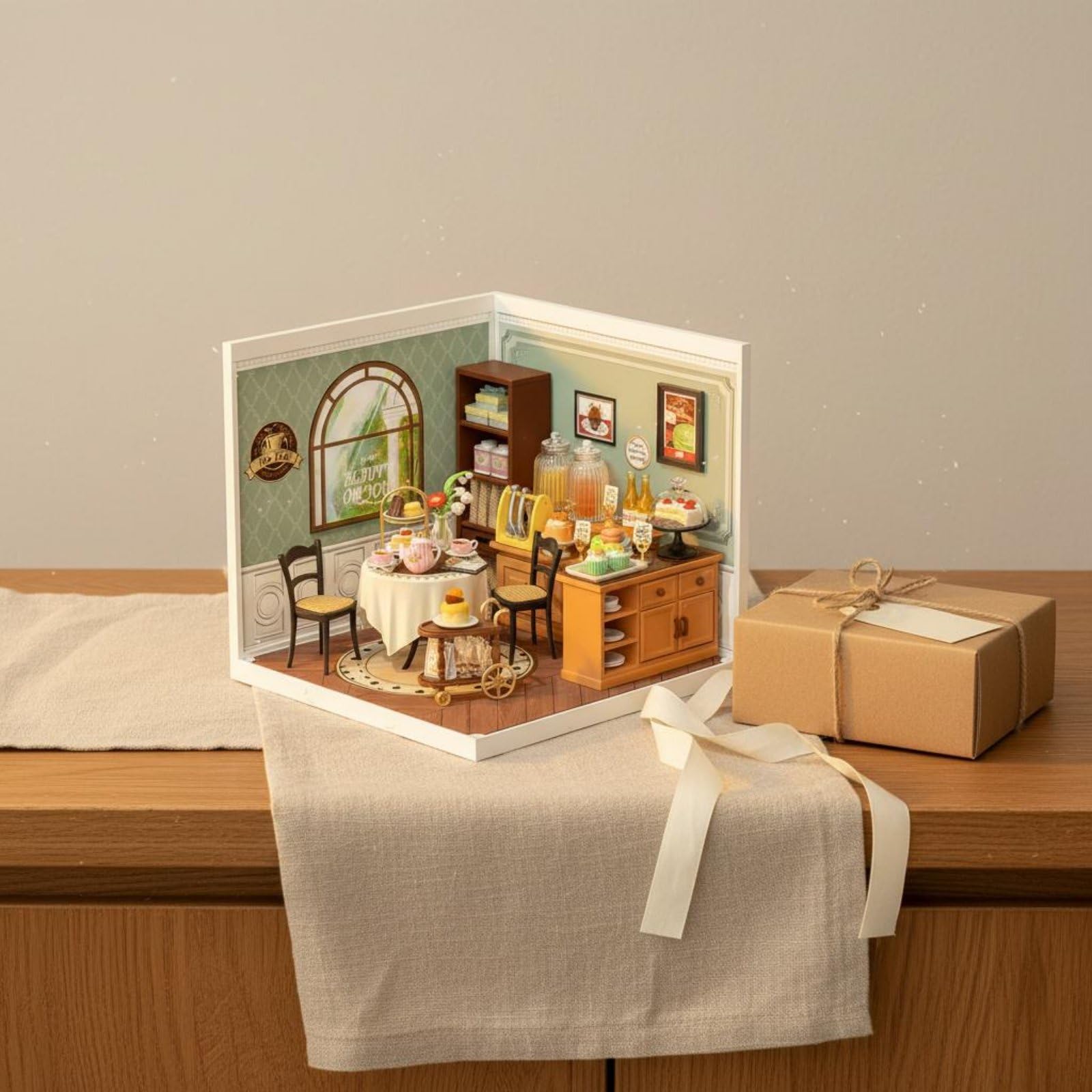 kowaku Block Coffee Miniatura Negozio Diorama Modellino Negozio Casa Delle Bambole Accessori Realistici Libri Macchina Del Caffè Insegne Adatto per Scrivania, Tè Del Pomeriggio