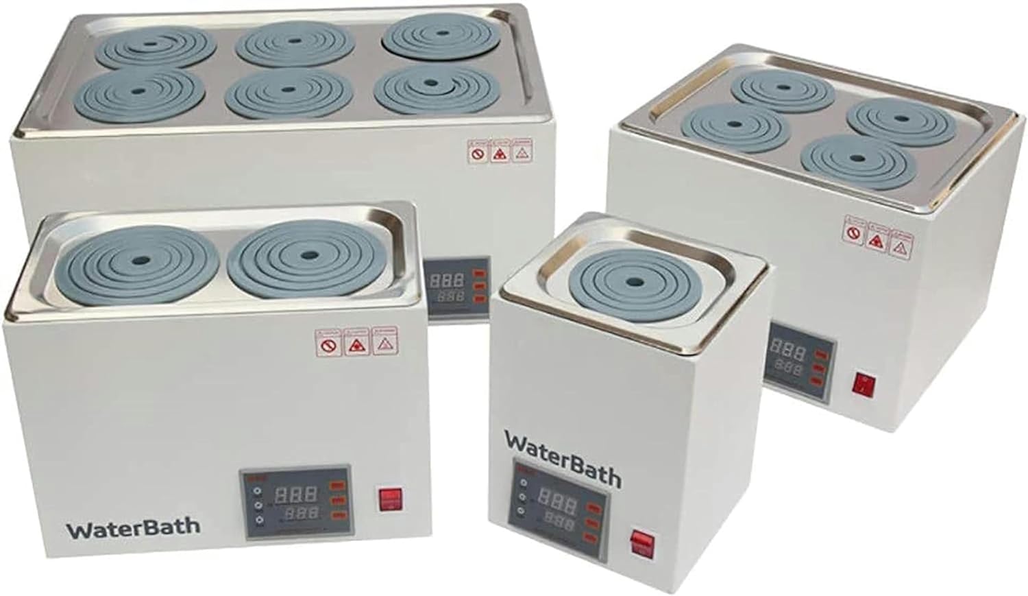 FLTRGO Digital Thermostatic Lab Water Bath, 1/2/4/6Holes Digital Display Electric Heating Thermostatic Water Bath,Stainless Steel Liner Laboratory Water Bath Supplies