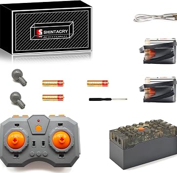 20PCS Power Functions Control Speed Remote Control and Rechargeable Lithium Battery Set Compatible with Other Major Brands, High Speed XL Motor 2STEM+Technic for Building Lovers, Adult