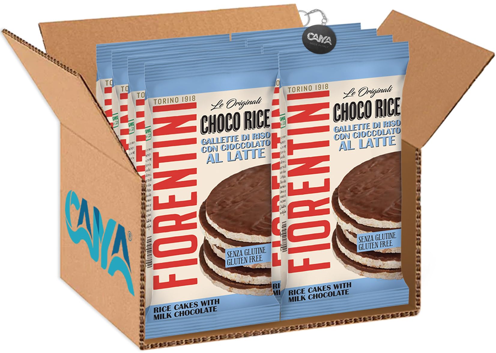 Fiorentini Choco Rice Gallette di Riso con Cioccolato al Latte Senza Glutine (Gluten Free) 100g [CAIYA® BOX da 8 Confezioni]